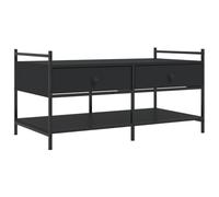 Kaorsrow Table basse noire 99 x 50 x 50 cm en bois et métal | Table d'appoint stable pour le salon avec surface de rangement supplémentaire et six pieds réglables flexibles.