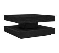 Kaorsrow Table basse noire pivotante à 360° - 70 x 70 x 34,5 cm - En bois | Table de salon carrée moderne avec 2 niveaux pour un espace de rangement supplémentaire et plateau rotatif flexible.
