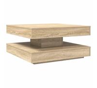 Kaorsrow Table basse pivotante en chêne Sonoma 70 x 70 x 34,5 cm | Table basse flexible pour le salon avec fonction à 360°, deuxième étagère et aspect bois robuste.