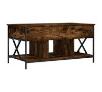 Kaorsrow Table basse réglable en hauteur aspect chêne fumé 100 x 55 x 50 cm | Table de salon flexible avec plateau relevable pour le bureau à domicile, compartiment caché et pieds métalliques qui