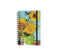 Kaos Agenda semainier 2023 à spirales - 12 mois avec planificateur - Poche 9 x 14 cm - Pour voyage, maison, bureau, université - Couverture rigide, marque-page élastique plat - Tournesols Van Gogh