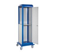 KAP RasterPlan ToolTower Grand modèle 3 mobile RAL 7035/5010 | 2 LP extérieure, 2 LP intérieure, 1 LP extérieur petit, 1 porte LP et 1 étagère