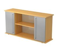 KAPA SB | Sideboard | avec portes - Hêtre/Argent poignée de bastingage plastique
