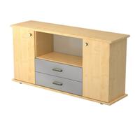 KAPA SB | Sideboard | avec protes et tiroirs - Érable poignée striée en plastique