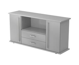 KAPA SB | Sideboard | avec protes et tiroirs - Gris/Argent poignée chrome métal