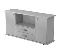 KAPA SB | Sideboard | avec protes et tiroirs - Gris/Argent poignée striée en plastique