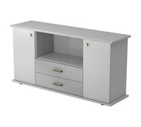 KAPA SB | Sideboard | avec protes et tiroirs - Gris poignée striée en plastique