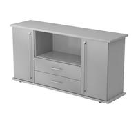 KAPA SB | Sideboard | avec protes et tiroirs poignée de bastingage plastique Gris/Argent