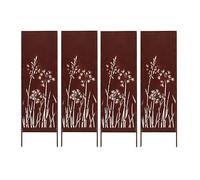 Kapaga - Brise-vue en métal - 4 x - 160 x 50 cm - Aspect rouille - Patine | Pour jardin et terrasse - Corten, élément brise-vue - Pare-vue - Clôture décorative de jardin - Rouille (arbuste) (pissenlit)
