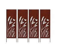 Kapaga - Brise-vue en métal 4x - 160 cm x 50 cm - Rouille noble - Aspect rouille pour protection visuelle de jardin - Élément de protection visuelle - Mur coupe-vue - Décoration de jardin pour clôture