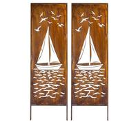 Kapaga - Lot de 2 brise-vue en métal - 160 x 50 cm - Patine - Aspect