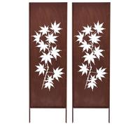 Kapaga - Lot de 2 brise-vue en métal - 160 x 50 cm - Patine - Aspect | Pour jardin et terrasse - Corten, élément brise-vue - Pare-vue - Clôture décorative de jardin - Rouille