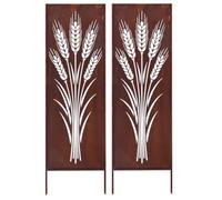 Kapaga - Lot de 2 brise-vue en métal - 160 x 50 cm - Patine - Aspect | Pour jardin et terrasse - Corten, élément brise-vue - Pare-vue - Clôture décorative de jardin - Rouille