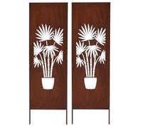Kapaga - Lot de 2 brise-vue en métal - 160 x 50 cm - Patine - Aspect | Pour jardin et terrasse - Corten, élément brise-vue - Pare-vue - Clôture décorative de jardin - Rouille