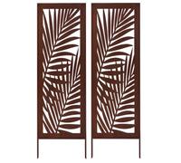 Kapaga - Lot de 2 brise-vue en métal - 160 x 50 cm - Patine - Aspect | Pour jardin et terrasse - Corten, élément brise-vue - Pare-vue - Clôture décorative de jardin - Rouille