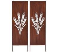 Kapaga - Lot de 2 brise-vue en métal - 160 x 50 cm - Patine - Aspect | Pour jardin et terrasse - Corten, élément brise-vue - Pare-vue - Clôture décorative de jardin - Rouille