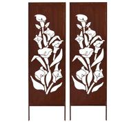 Kapaga - Lot de 2 brise-vue en métal - 160 x 50 cm - Patine - Aspect | Pour jardin et terrasse - Corten, élément brise-vue - Pare-vue - Clôture décorative de jardin - Rouille