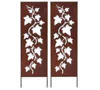 Kapaga - Lot de 2 brise-vue en métal - 160 x 50 cm - Patine - Aspect | Pour jardin et terrasse - Corten, élément brise-vue - Pare-vue - Clôture décorative de jardin - Rouille