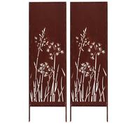 Kapaga - Lot de 2 brise-vue en métal - 160 x 50 cm - Patine - Aspect rouille