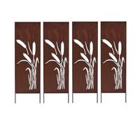 Kapaga - Lot de 4 brise-vue en métal - 160 x 50 cm - Aspect rouille | Pour jardin et terrasse - Corten, élément brise-vue - Pare-vue - Clôture décorative de jardin - Rouille