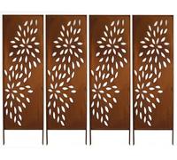Kapaga - Lot de 4 Brise-vues en Métal Corten 160 x 50 cm - Effet Rouillé - Paravent Rustique pour Jardin - Panneaux de Protection Extérieurs - Élément Décoratif de Jardin - Clôture Déco (Bleu Azur)
