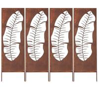 Kapaga - Lot de 4 Brise-vues en Métal Corten 160 x 50 cm - Effet Rouillé - Paravent Rustique pour Jardin - Panneaux de Protection Extérieurs - Élément Décoratif de Jardin - Clôture Déco (Ajouré)