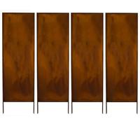 Kapaga - Lot de 4 Brise-vues en Métal Corten 160 x 50 cm - Effet Rouillé - Paravent Rustique pour Jardin - Panneaux de Protection Extérieurs - Élément Décoratif de Jardin - Clôture Déco (Pur)