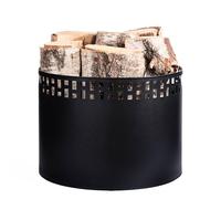 Kapaga - Panier à bois 38 x 28 cm - Métal noir thermolaqué, Porte-bûches avec motif décoratif - Panier à bois robuste pour cheminée, salon et décoration