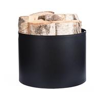 Kapaga - Panier à bois en métal noir, diamètre 40 cm. Solide, résistant, idéal pour stocker du bois à l’intérieur. Prêt à l’emploi, design moderne, finition poudre (⌀ 38x28 cm)