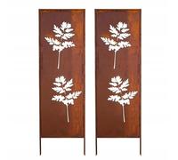 Kapaga - Paravent Métal 2x - 160 cm x 50 cm - Corten - Effet Rouillé Paravent pour Jardin - Élément de Paravent - Mur de Protection - Décoration de Jardin - Clôture - Rouille (Feuilles)