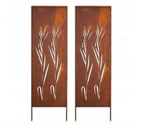 Kapaga - Paravent Métal 2x - 160 cm x 50 cm - Corten - Effet Rouillé Paravent pour Jardin - Élément de Paravent - Mur de Protection - Décoration de Jardin - Clôture - Rouille (Buisson)