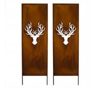 Kapaga - Paravent Métal 2x - 160 cm x 50 cm - Corten - Effet Rouillé Paravent pour Jardin - Élément de Paravent - Mur de Protection - Décoration de Jardin - Clôture - Rouille (Monstera)