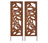 Kapaga - Paravent Métal 2x - 160 cm x 50 cm - Corten - Effet Rouillé Paravent pour Jardin - Élément de Paravent - Mur de Protection - Décoration de Jardin - Clôture - Rouille (Motif 2)