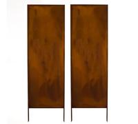 Kapaga - Paravent Métal 2x - 160 cm x 50 cm - Corten - Effet Rouillé Paravent pour Jardin - Élément de Paravent - Mur de Protection - Décoration de Jardin - Clôture - Rouille (Herbe)