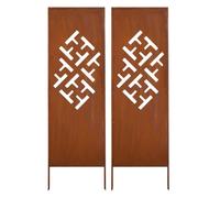 Kapaga - Paravent Métal 2x - 160 cm x 50 cm - Corten - Effet Rouillé Paravent pour Jardin - Élément de Paravent - Mur de Protection - Décoration de Jardin - Clôture - Rouille (Motif 4)