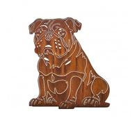 Kapaga - Piquet de jardin - Bulldog américain - Décoration de jardin pour l'extérieur - En métal solide - Résistant aux intempéries - Pour parterre et terrasse - 32 x 37 cm