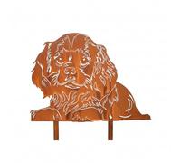 Kapaga - Piquet de jardin Cavalier King Charles Spaniel - Décoration de jardin pour l'extérieur - En métal solide - Résistant aux intempéries - Pour parterre et terrasse - 43 x 50 cm