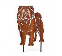 Kapaga - Piquet de jardin Chow Chow - Décoration de jardin en rouille - Pour l'extérieur - Statue de jardin stable en acier - Résistant aux intempéries - Pour parterre et terrasse - 45 x 51 cm