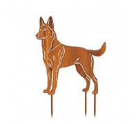 Kapaga - Piquet de jardin en patine - Berger belge (malinois) - Rouille | Décoration de jardin pour l'extérieur - Figurine de jardin en métal stable 42 x 37 cm - Résistant aux intempéries pour