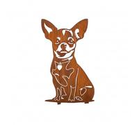 Kapaga - Piquet de jardin en patine - Chihuahua (poils courts) - Décoration | Statue de jardin en forme de chien en rouille - Décoration de jardin en métal solide - En acier - Résistant aux intempéries