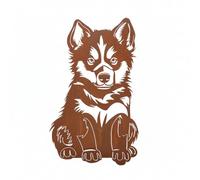 Kapaga - Piquet de jardin Husky Baby - Décoration de jardin pour l'extérieur - En métal solide - Résistant aux intempéries - Pour parterre et terrasse - 32 x 20 cm