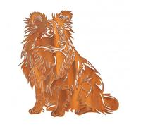 Kapaga - Piquet de jardin Shetland Sheepdog - Décoration de jardin pour l'extérieur - Statue de jardin stable en acier - Résistant aux intempéries - Pour parterre et terrasse - 39 x 37 cm