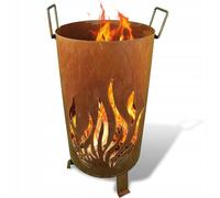 Kapaga - Tonneau de feu Foyer de Jardin en Acier corten - Ø 30cm x 37cm - Foyer Robuste Outdoor & Grill en Optique Rouille, Parfait pour Jardin & terrasse - Corbeille à feu (Rouille 3)