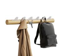 kapanou Porte-manteau mural avec 6 crochets, patère en bois rustique avec crochets en métal robustes pour serviettes, chapeaux, sac à dos, cintres, porte, salle de bain, chambre, entrée (Marron bois /