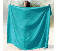 Kapart Serviette de plage XXL, turquoise, 100 % coton, 100 x 220 cm, taille XXL, serviette de bain grande taille, serviette de douche, serviette de bain et serviette de sauna