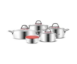 Karaca Emirgan XL Set de 10 casseroles pour induction en acier avec couvercle de rangement