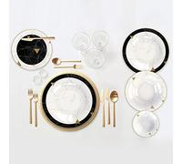 KARACA Gem Ensemble Vaisselle et Arts de la Table - Assiettes Service de Table pour 6 Personnes, 24 pièces Service Assiette Porcelaine Bone China avec Assiettes Creuses et Bols - Blanc