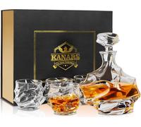 Karaf / Verre en cristal / Set pour verres à whisky - BarCraft Carafe en verre taillé pour whisky et brandy