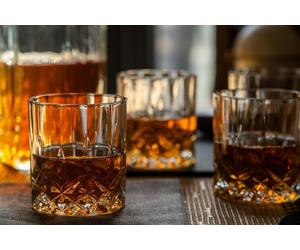 Karaf / Verre en cristal / Set pour verres à whisky - BarCraft Carafe en verre taillé pour whisky et brandy