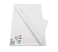 KARAT Ensemble d'accessoires pour chevalet de présentation - 20 Feuilles de Papier Vierge Fin Blanc 98 x 68 cm, 80 g/m², 4 marqueurs, 5 aimants - Ensemble Complet pour Le Bureau, l'école et Le Bureau